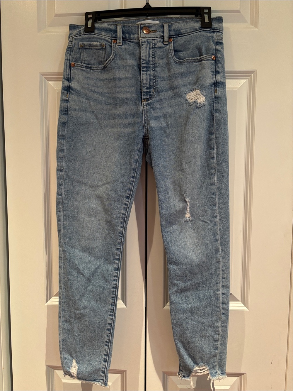 LOFT Light Blue Distressed Ankle Jeans